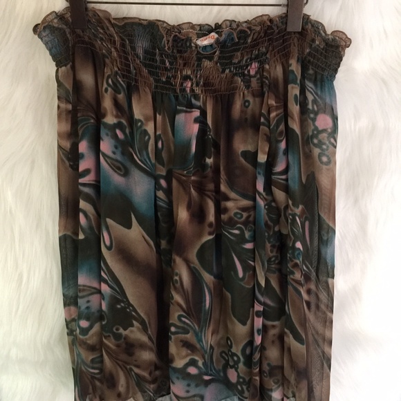 🌺 DeCo Open Shoulder Sheer Brown LS Top Medium - Picture 8 of 15